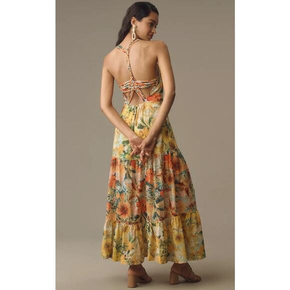 NWT Pilcro Halter Tiered Floral Maxi Dress - XXS - Picture 2 of 4